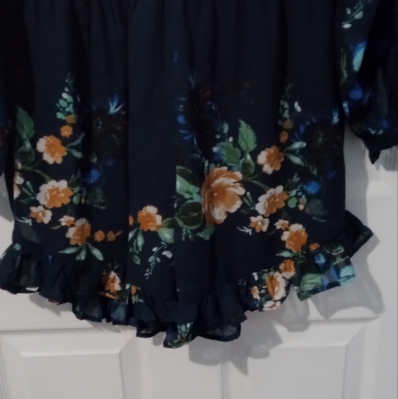 Japna Orange and Blue Jumpsuit with Flowy Long Sleeves - Picture 2 of 4